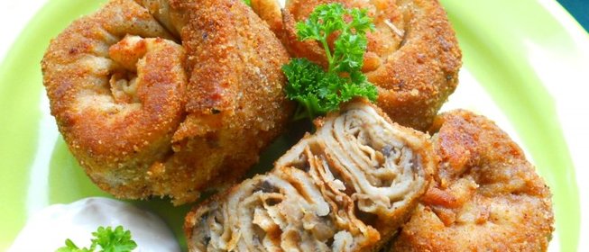 Блинчатые пирожки с грибами Улитки