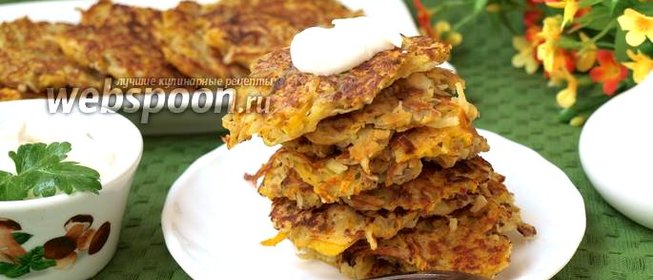 Картофельно-тыквенные оладьи с грибами