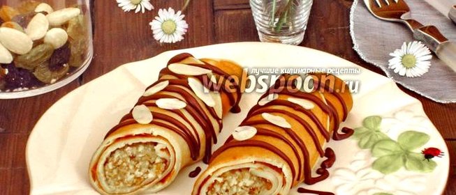 Блинчики на коньяке с ореховой начинкой