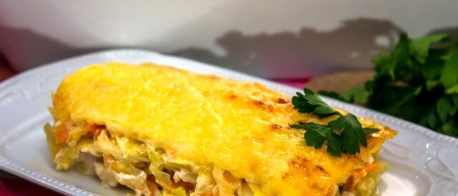 Запеканка с капустой и фаршем