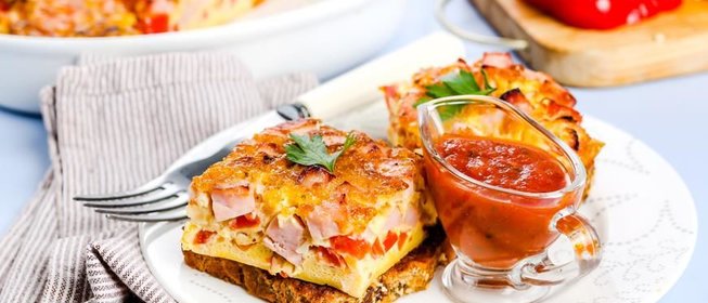 Омлет с ветчиной и овощами