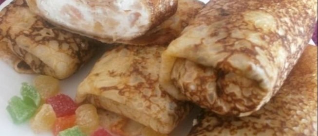 Блинчики с творожно-яблочной начинкой