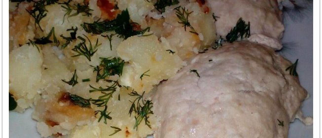 Картошка с паровыми котлетами