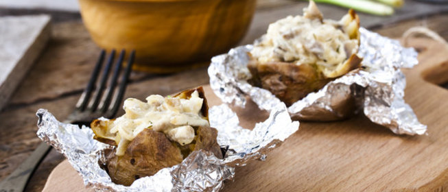 Печеный картофель с грибами