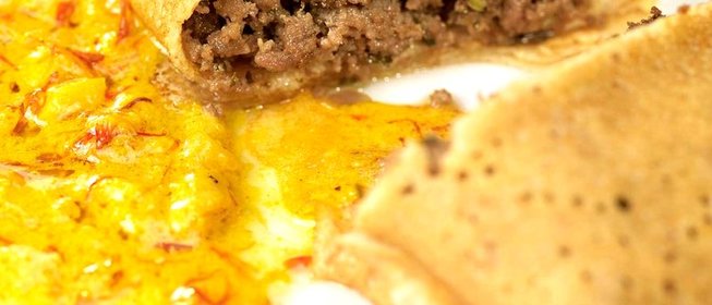 Гречневые блины с бараниной и зеленью