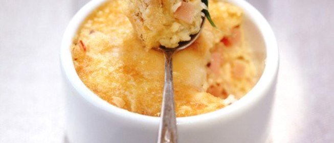 Картофельная запеканка-суфле с грибами и луком