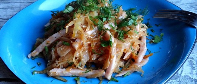 Капуста тушеная с ветчиной