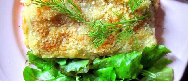 Рыбная запеканка с пюре из сельдерея