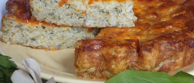 Запеканка из риса с щавелем