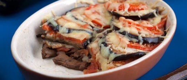 Запеканка из лисичек и баклажанов