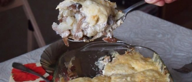 Картошка с грибами и мясом