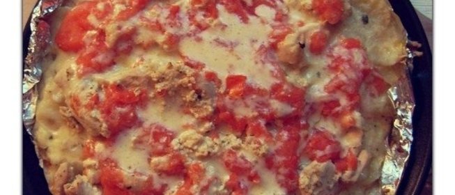 Картофельная запеканка с сыром и индейкой в сливочном соусе