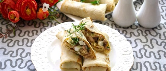 Блины с печенью трески