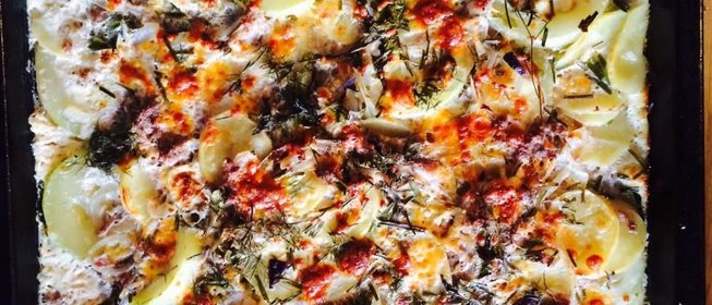 Запеканка из мясного фарша и овощей